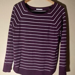 Staccato Deep Purple and White Striped Top